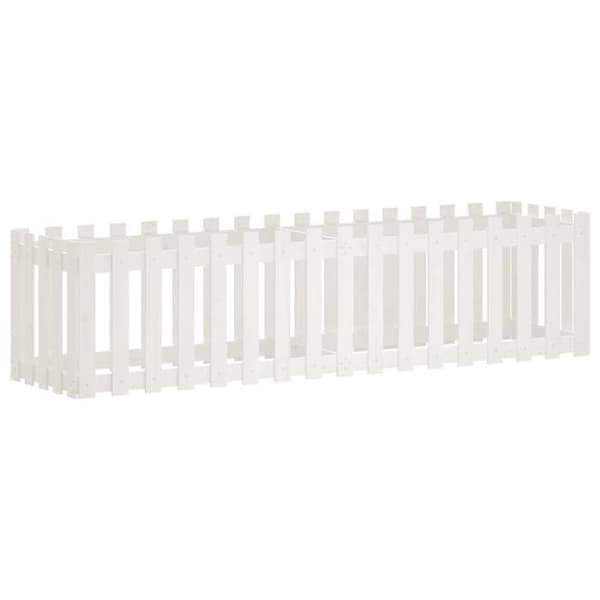 Höjd trädgårdssäng - EXKLUSIV HEM - 200x50x50 cm - Massivt trä - Vit - Rektangulär