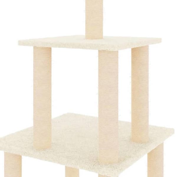 Maison Exclusive - Kissanpuu, jossa on kreppikuituinen raapimispuu, 111 cm grädde