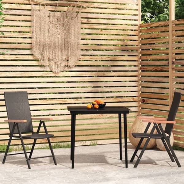 Maison Exclusive - 3 osan musta puutarhakalustesarja