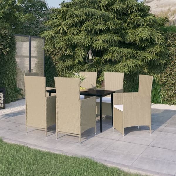 Maison Exclusive - Trädgårdsset med kuddar 7 delar Beige