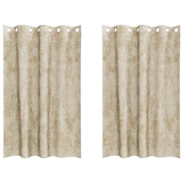 Maison Exclusive - Gardiner i sammet 2 st Kräm 175 x 140 cm Sammet Grädde