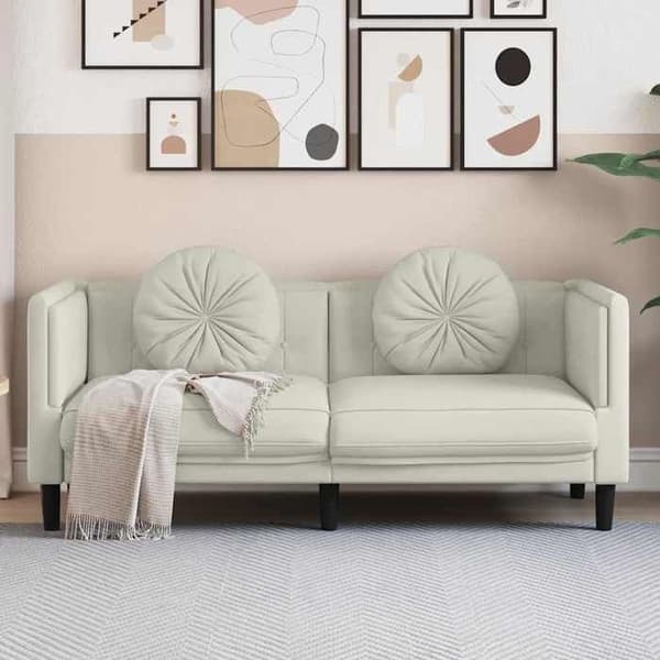 Maison Exclusive - Sofa med puder til 2 personer i cremevelour