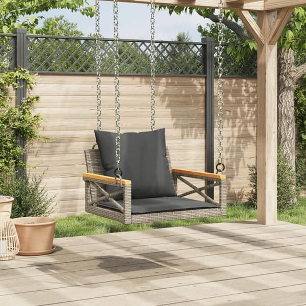 Maison Exclusive - Balanssoffa med grå kuddar 63x62x40 cm flätad resin