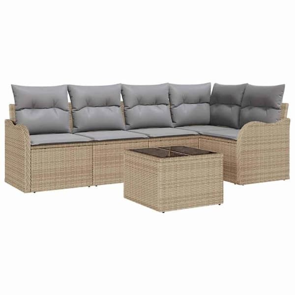 Maison Exclusive - 6 osan beige polyrottinkinen puutarhakalustesetti