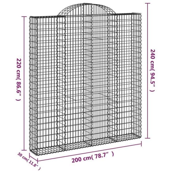 Gabionikorit - Exclusive-koti - Arqués - 8 kpl - 200 x 30 x 220/240 cm silver-
