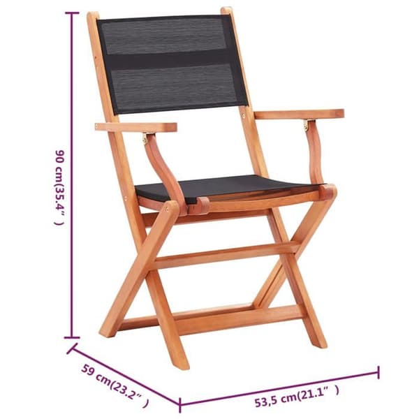 Maison Exclusive - Fällbara trädgårdsstolar set om 8 svart eucalyptus textilén