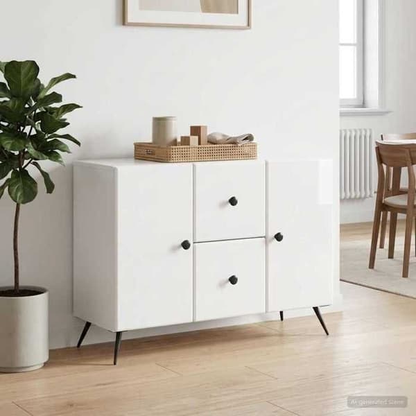 Maison Exclusive - Buffé Vit glänsande 89 x 34,5 x 60 cm Ingenjörsträ