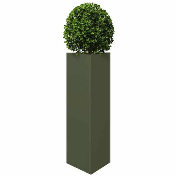 Maison Exclusive - Triangulär olivgrön kruka 30x26x75 cm i stål