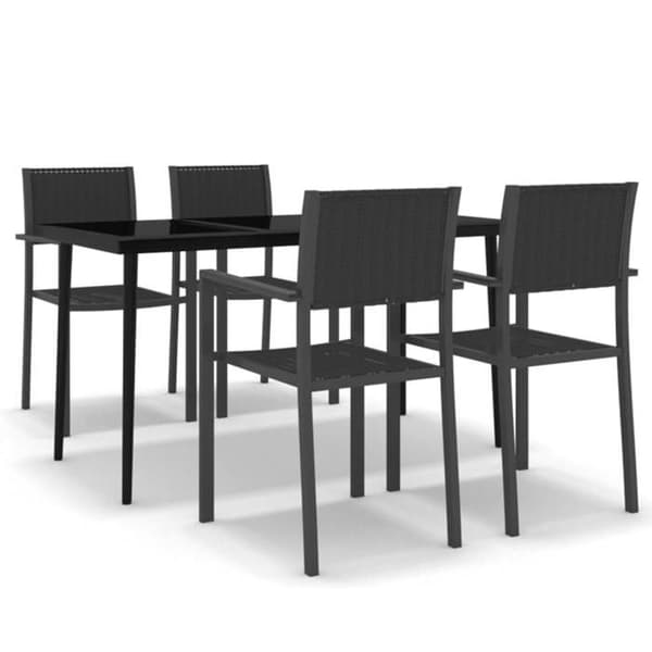 Maison Exclusive - 5 osan musta puutarhakalustesarja