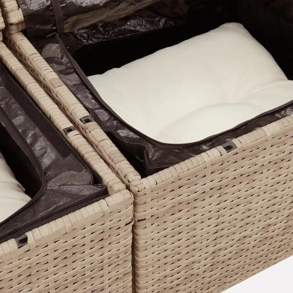 Maison Exclusive - Trädgårdsmöbler med kuddar 4 delar beige flätad resin