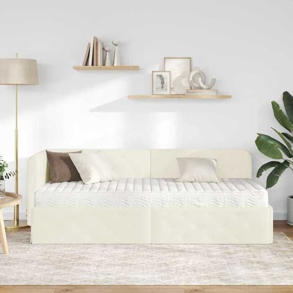 Maison Exclusive - Hörnsängram Creme 80 x 200 cm Sammet Grädde