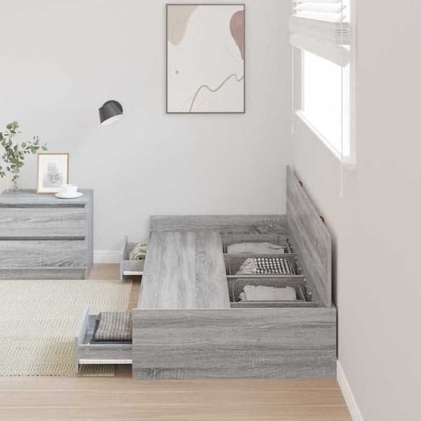 Maison Exclusive - Sängram Grå Sonoma 90 x 200 cm Ingenjörsträ