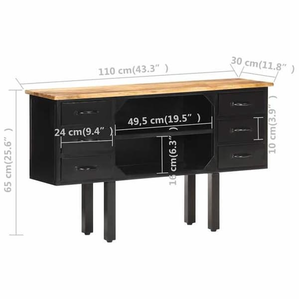 Maison Exclusive - Buffet 110x30x65 cm Raaka mangopuu ja teräs
