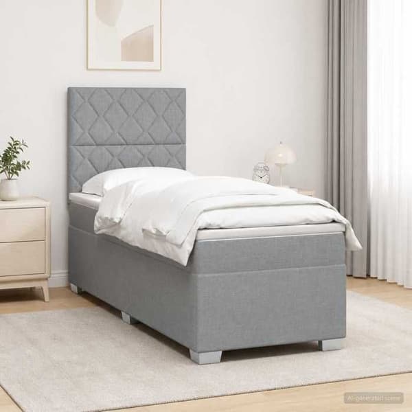 Maison Exclusive - Boxspring säng med madrass Ljusgrå 100 x 200 cm Tyg