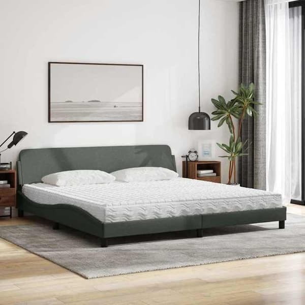 Maison Exclusive - Säng med Dover mörkgrå madrass 200x200 cm tyg