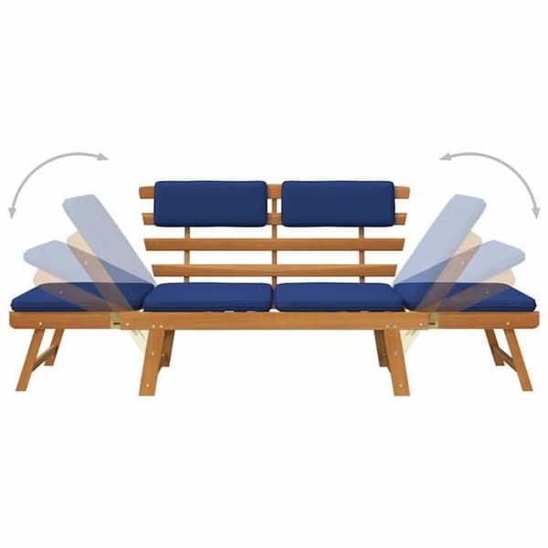 Maison Exclusive - Bænk til haven med 2-i-1 puder 190 cm Solid akacietræ