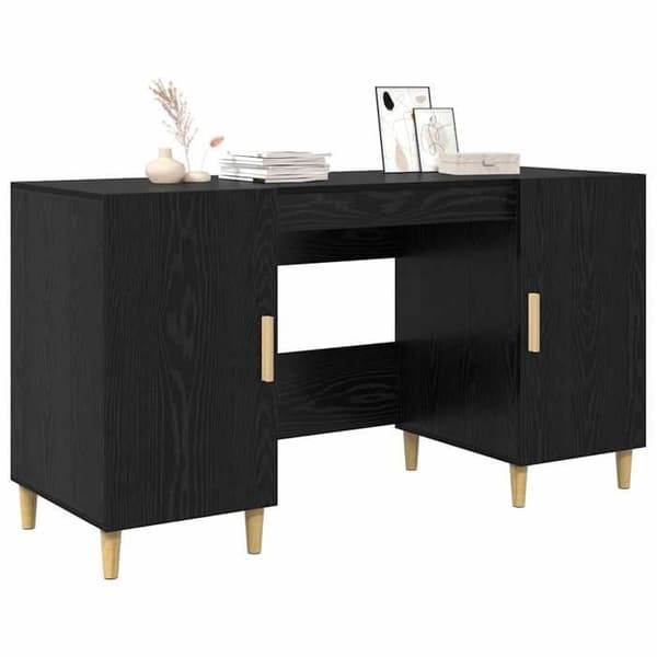 Maison Exclusive - Kontor Sort egetræ Ingeniørtræ 140 x 50 x 75 cm svart ek