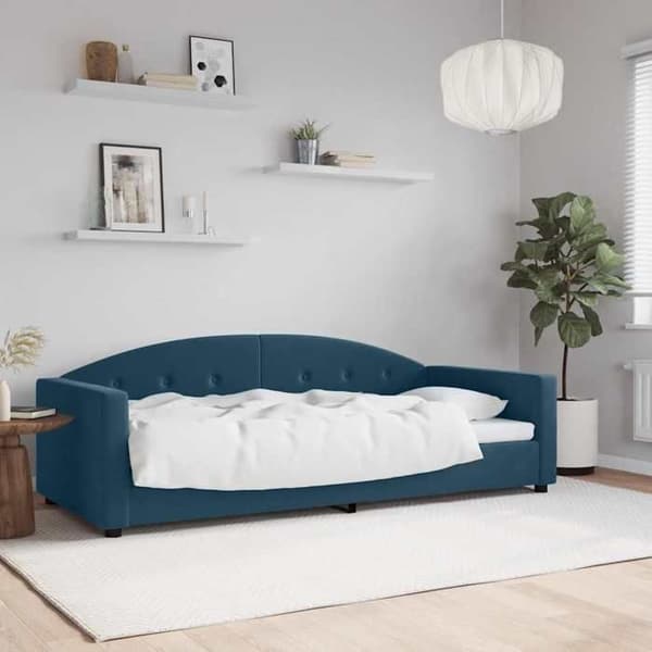 Maison Exclusive - Sängsoffa utan madrass blå 90x200 cm sammet blå