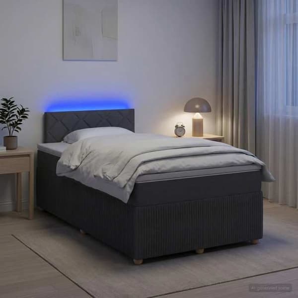 Maison Exclusive - Boxspring säng med madrass Mörkgrå 120 x 200 cm Tyg Mörkgrå