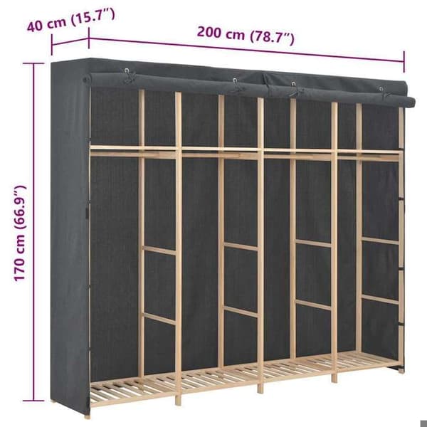 Maison Exclusive - Grå Garderob 200 x 40 x 170 cm Tyg Grå