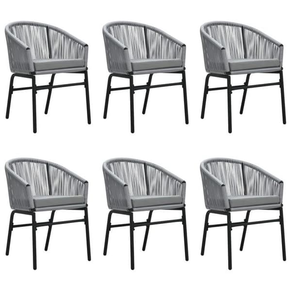 Trädgårdsmöbler - EXKLUSIVT HUS - 7-delars set - Grå - Glasbord - Stolar i PVC-rattan Grå