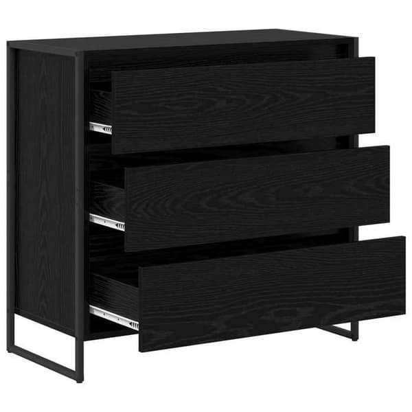 Maison Exclusive - Buffet Sort egetræ 79 x 36 x 75.5 cm Ingeniørtræ