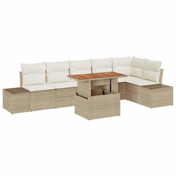 Maison Exclusive - 7-delt havemøbel sæt i beige poly rattan