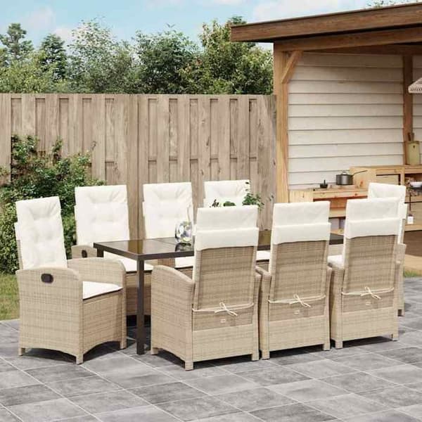 Maison Exclusive - 9 pc spisestue sæt til haven i beige polyrotin beige