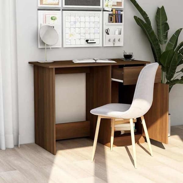 Maison Exclusive - Kontor i brunt egetræ 100x50x76 cm Ingeniørtræ Brun ek