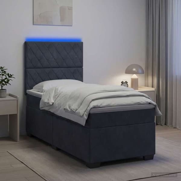 Maison Exclusive - Boxspring seng med madras Mørkegrå 90 x 190 cm Velour Mörkgrå
