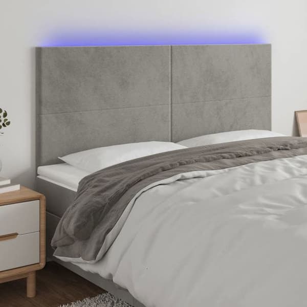 Maison Exclusive - LED-päätyharso Vaaleanharmaa 200x5x118/128 cm Sametti ljusgrått