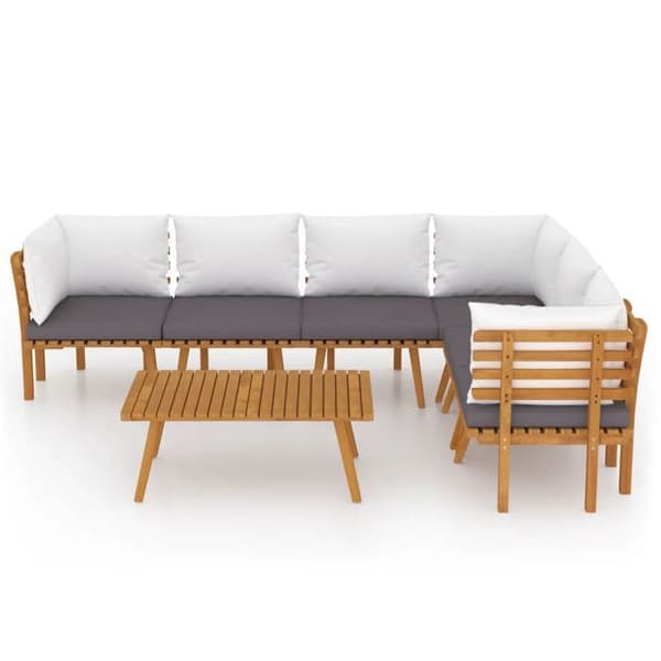 Maison Exclusive - Havegruppe 7 dele med puder i solid akacietræ