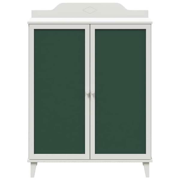 Buffet - EKSKLUSIVT HUS - ROROS - 80x40x110 cm - Hvid ramme - Grønne døre - Sort tavle Vit