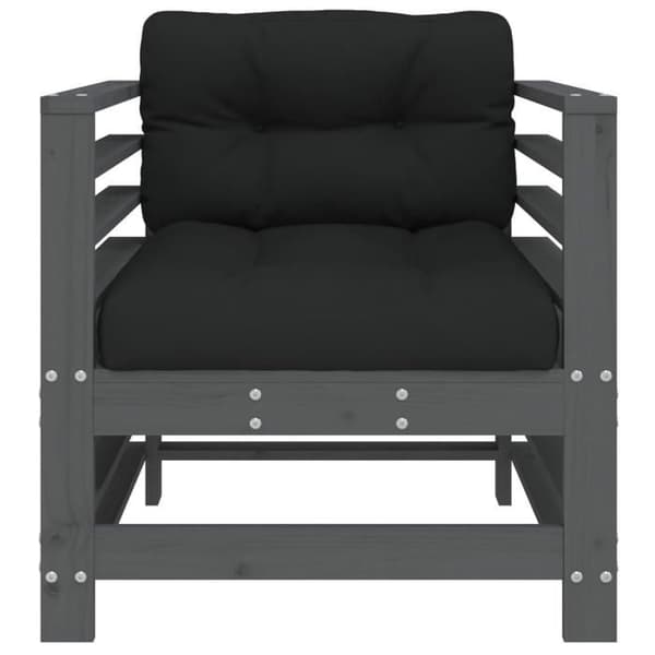 Maison Exclusive - Puutarhatuolit ja tyynyt, 2 kpl, harmaa, massiivipine. Grå