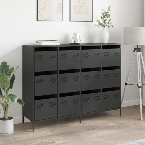 Maison Exclusive - Buffet sort 135x39x103,5 cm koldvalset stål