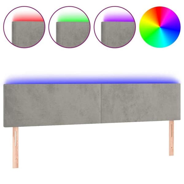 Maison Exclusive - LED-huvudgavel Ljusgrå 200x5x78/88 cm Sammet ljusgrått
