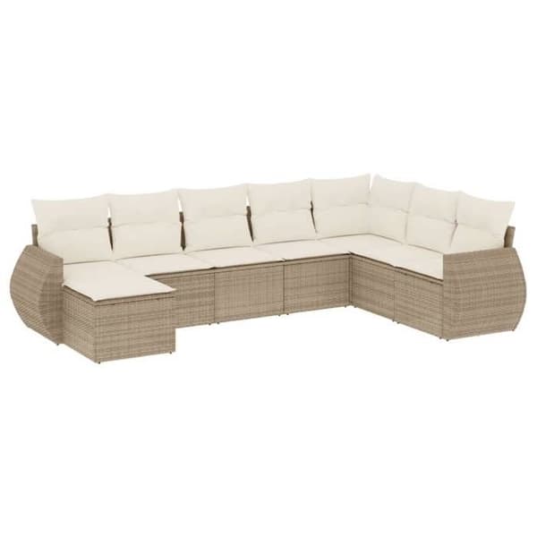 Maison Exclusive - Trädgårdsmöbler med kuddar 8 delar beige flätad resin