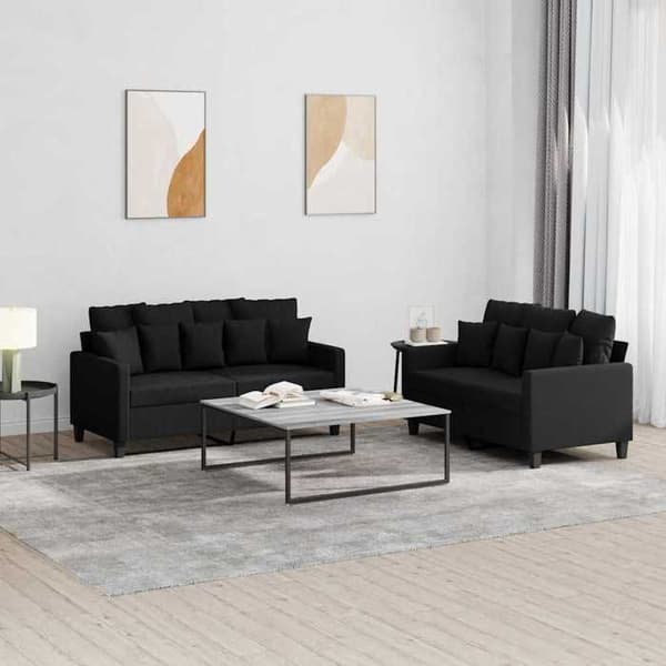 Maison Exclusive - Sæt af 2 sofaer med puder Sort Stof
