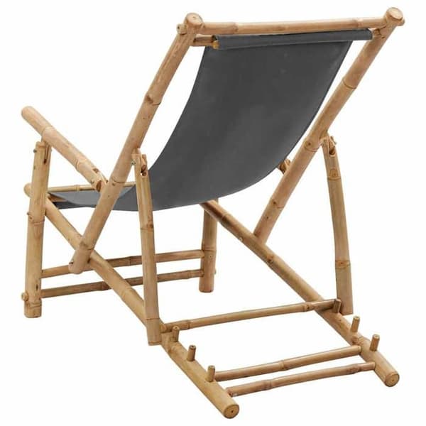 Maison Exclusive - Terrassstol i bambu och mörkgrå duk Mörkgrå