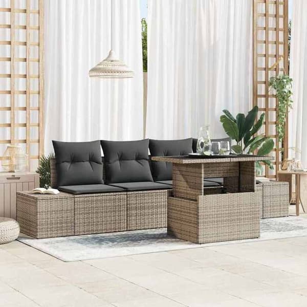 Maison Exclusive - 5 osan sohvasetti harmaa polyrottinki