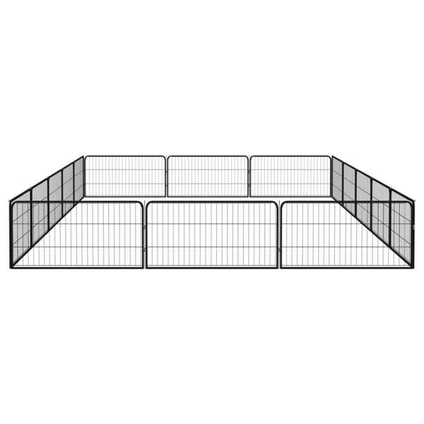 Hundpark - Exklusivt hus - 16 paneler - 100x50 cm per panel - Pulverlackerad stål Svart