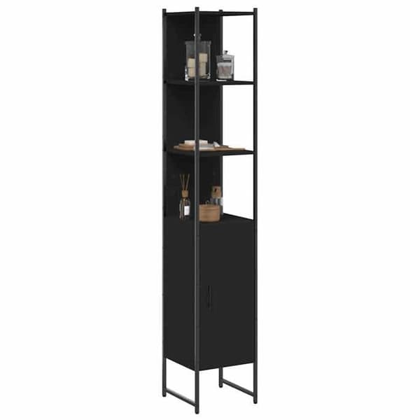 Maison Exclusive - Badeværelsesskab sort 33x33x185,5 cm ingeniørtræ