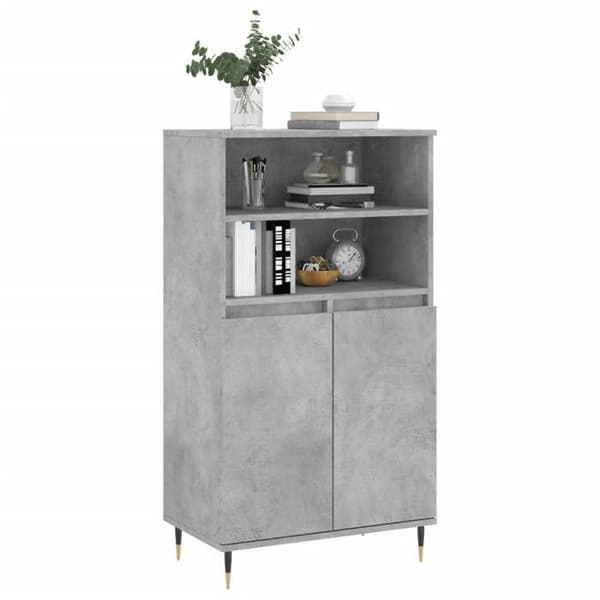 Maison Exclusive - Buffé hög Grå betong 60x36x110 cm Ingenjörsträ