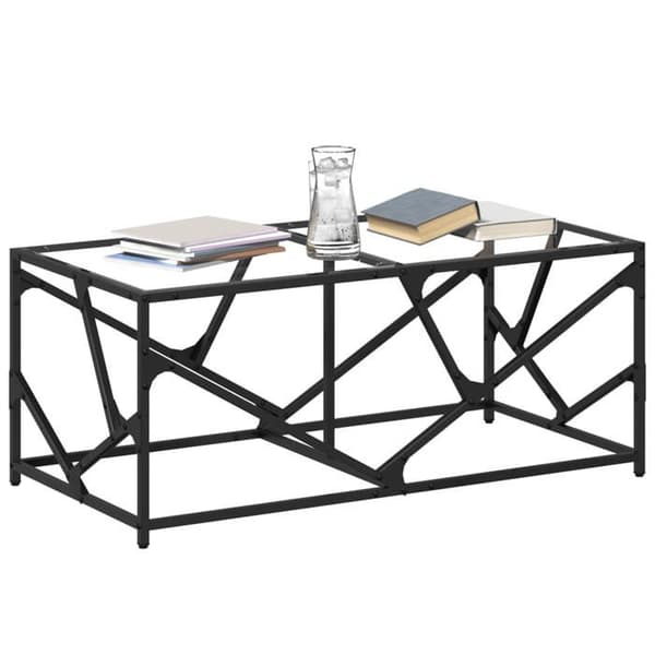 Bord - EKSKLUSIV HUS - 98,5x50x41 cm - transparent glasplade - inox ramme - rektangulær