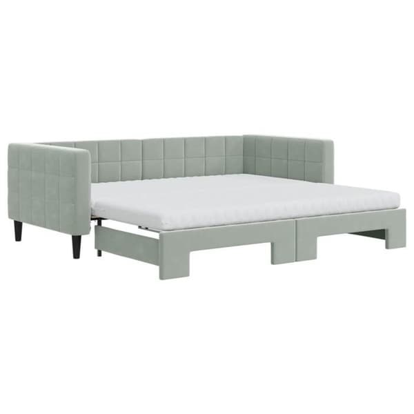 Maison Exclusive - Dagbädd med utdragssäng och ljusgrå madrass 90x190cm sammet ljusgrått