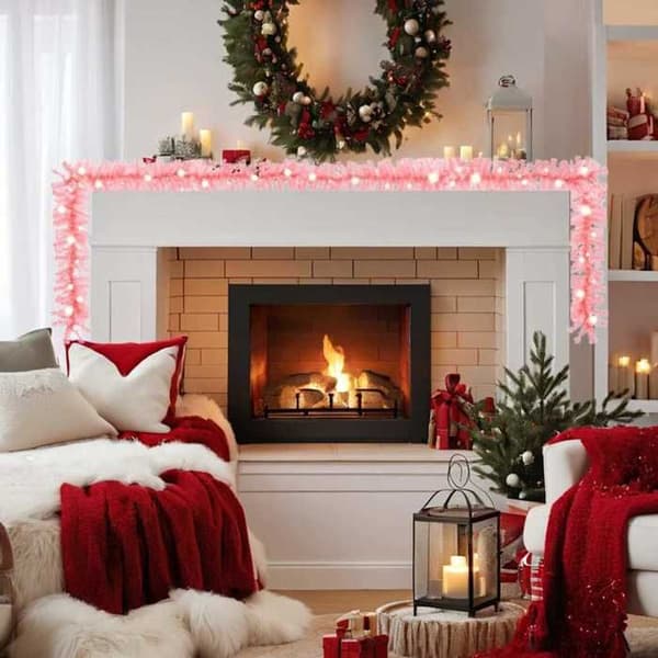 Julekrans - EKSKLUSIV HUS - 20 m - Rosa - 300 LED - USB 5V Strømforsyning Ros