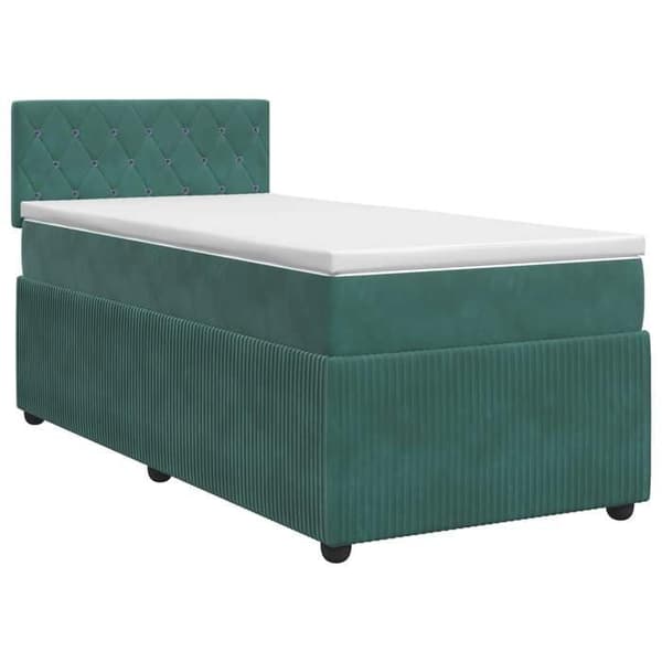 Maison Exclusive - Boxspring säng med mörkgrön madrass 90 x 200 cm Sammet