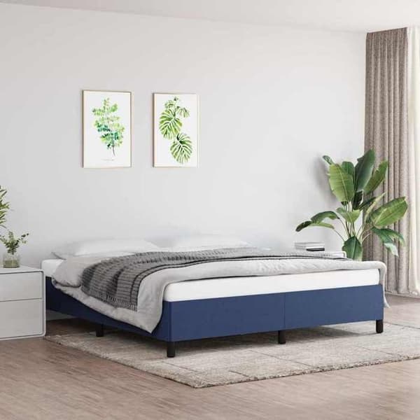 Sengestel - EKSKLUSIV HUS - Uden madras - Blå 160x200 cm - Polyesterstof - Lamelseng blå
