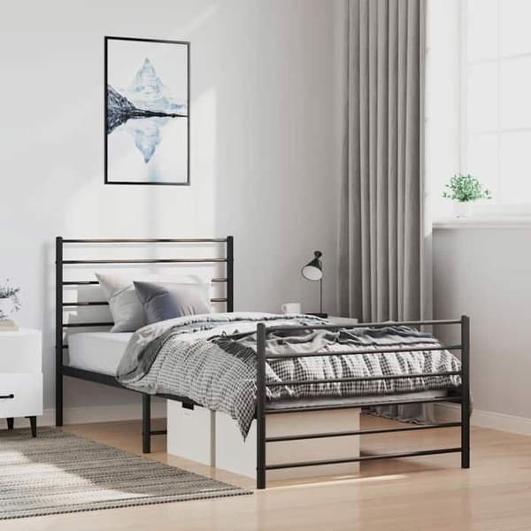 Sengestel - EKSKLUSIV HUS - 100x200 cm - Stål - Sort - Lamelseng Svart