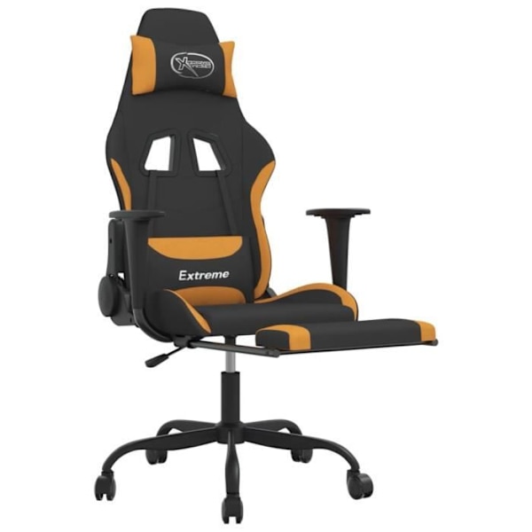 Massage-gamingstol med fodstøtte Sort og orange Stof120 [cm] Orange